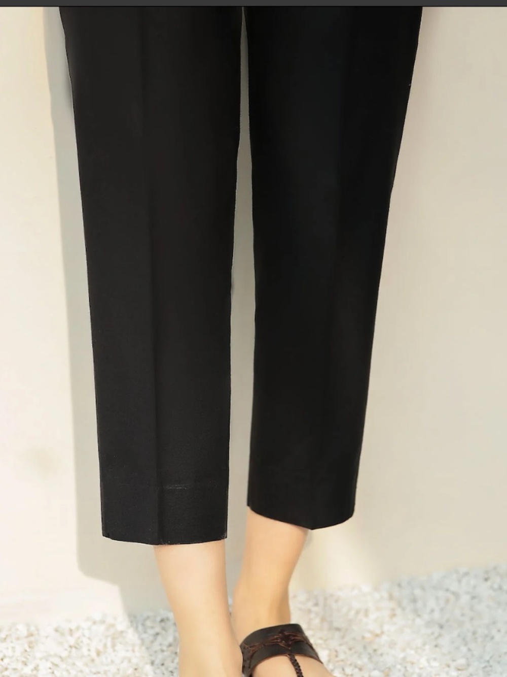 Baroque | Pants | Baroque Black Ankle-Length Straight Leg Pants